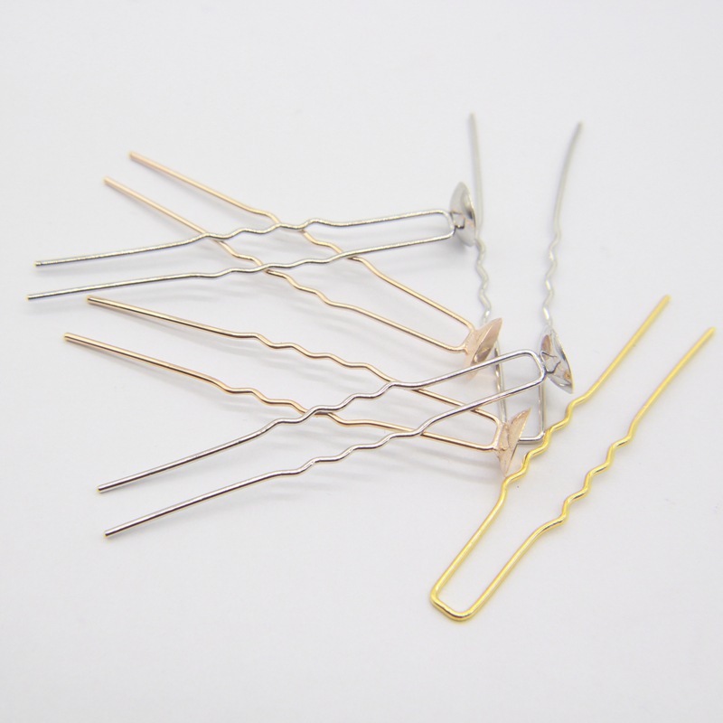 Korean Style U-Shaped Hairpin Bridal Headdress Updo Tools Hair Accessory Golden Tape Tray 6cmu-Shaped Clip U hairpin