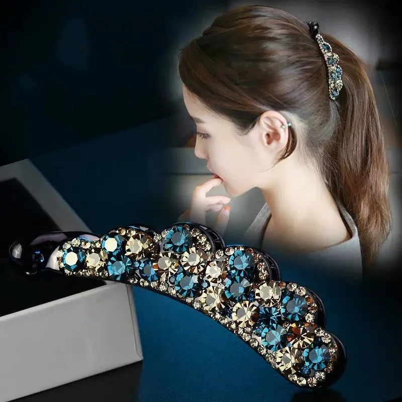 Ponytail Hairpin Toothed Rhinestone Clip Hairware Hairpin Temperament Back Head Vertical Clip Banana Hairpin