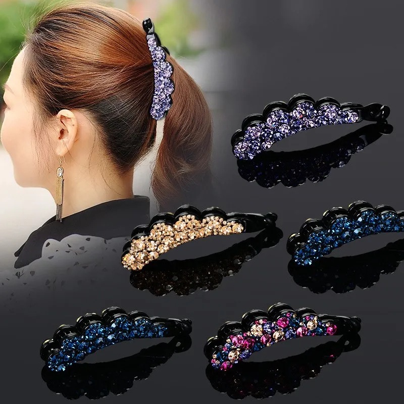 Ponytail Hairpin Toothed Rhinestone Clip Hairware Hairpin Temperament Back Head Vertical Clip Banana Hairpin