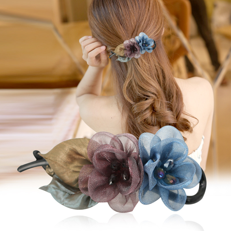 Clip Hair Accessories Korean Ponytail Clip Headdress Korean Flower Barrettes Updo Twist Clip Banana Hairpin