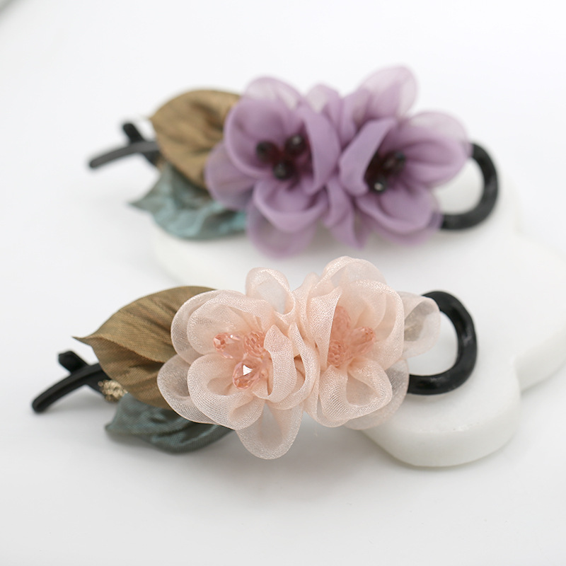 Clip Hair Accessories Korean Ponytail Clip Headdress Korean Flower Barrettes Updo Twist Clip Banana Hairpin