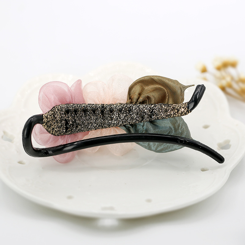 Clip Hair Accessories Korean Ponytail Clip Headdress Korean Flower Barrettes Updo Twist Clip Banana Hairpin