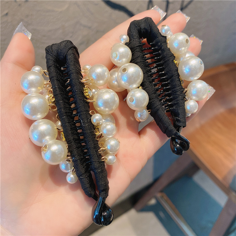 Korean-Style Elegant Pearl Banana Clip Vertical Clip Ponytail Hairpin Banana Clip Small Size Hair Volume Less Large Size Hair Volume More Optional