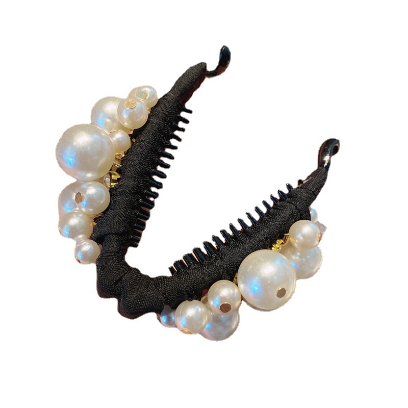 Korean-Style Elegant Pearl Banana Clip Vertical Clip Ponytail Hairpin Banana Clip Small Size Hair Volume Less Large Size Hair Volume More Optional