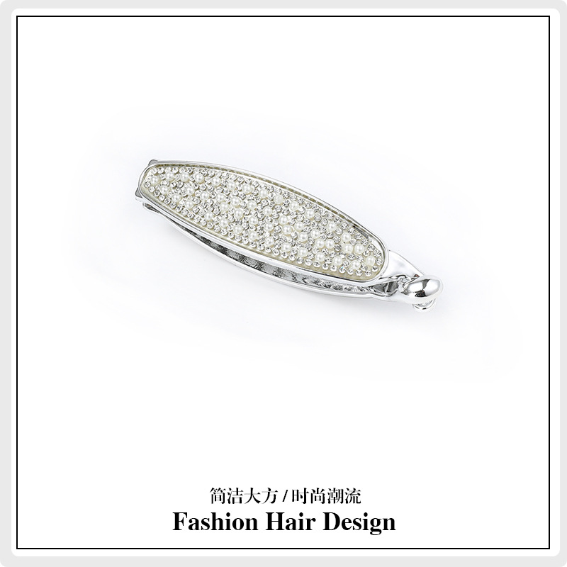 Internet Influencer Pearl Banana Clip Vertical Clip Ponytail Hairpin Simple Style Hair Accessories Banana Hairpin