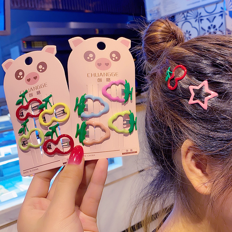 Korean Ornament Dongdaemun Xuan Ya Hairpin Children Hairpin Headdress Cherry Banana Clip Baby BB Clip Set Wholesale