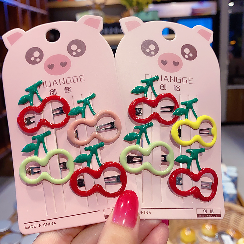 Korean Ornament Dongdaemun Xuan Ya Hairpin Children Hairpin Headdress Cherry Banana Clip Baby BB Clip Set Wholesale