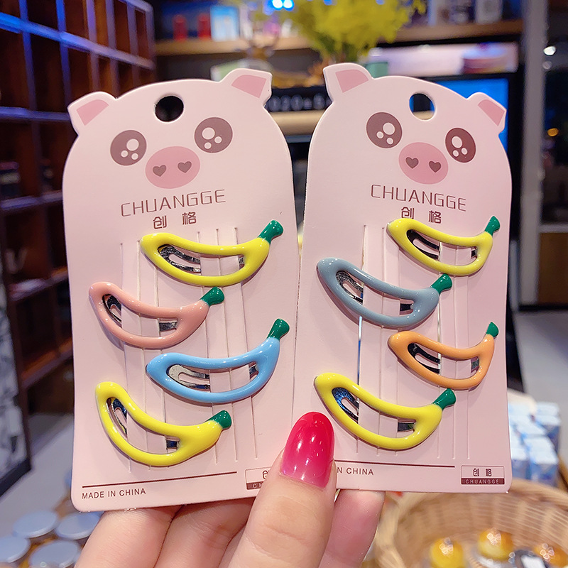 Korean Ornament Dongdaemun Xuan Ya Hairpin Children Hairpin Headdress Cherry Banana Clip Baby BB Clip Set Wholesale