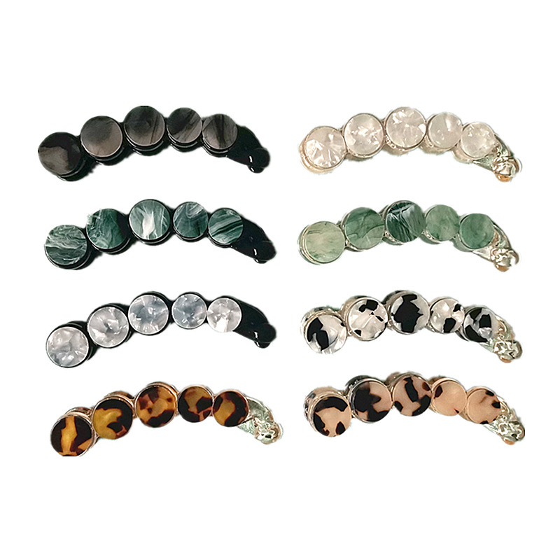 Female Cellulose Acetate Sheet Banana Clip Back Head Updo Ponytail Hairpin Temperament round Head Clip Banana Hairpin