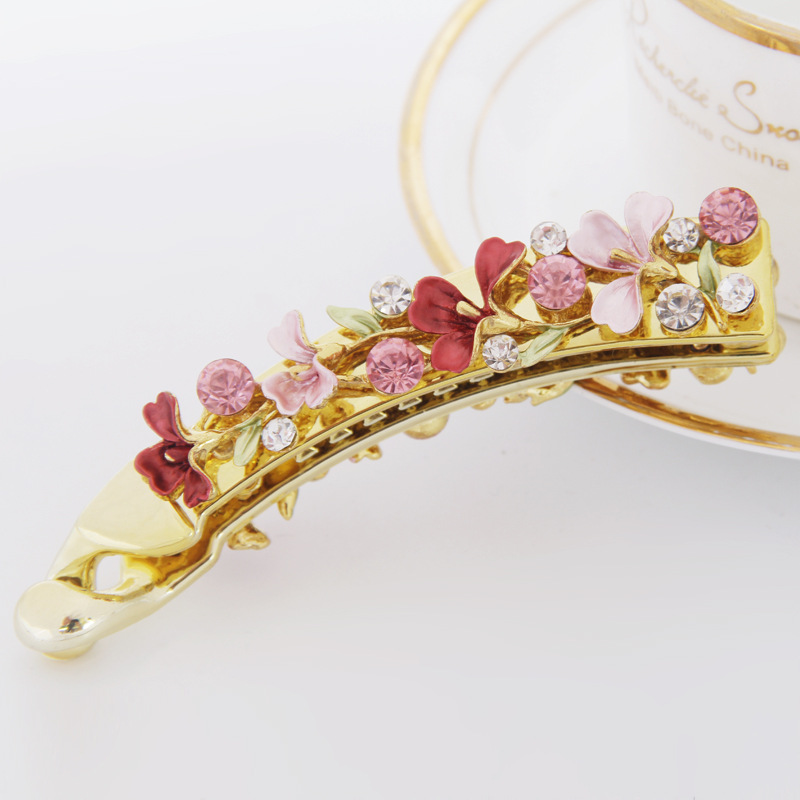 Yiwu manufacturers wholesale Korean original spot flower painting paint hairpin set diamond hairpin 10 cm color banana clip