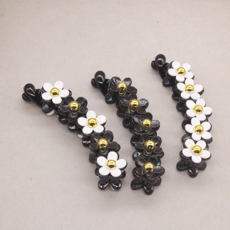 White Camellia Banana Clip Vertical Clip Female Hairpin Non-Slip Ponytail Hairpin Chanel-Style Headdress Banana Hairpin