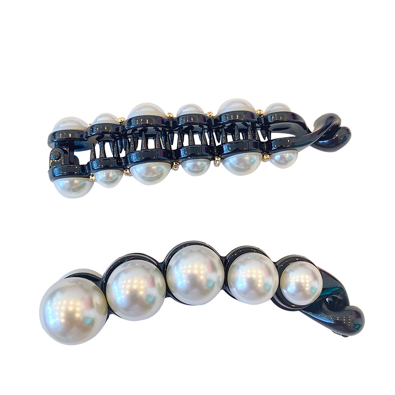 Celebrity Ins Pearl Banana Clip Vertical Clip Ponytail Hairpin Simple Style Hair Accessories Hairpin Banana Hairpin