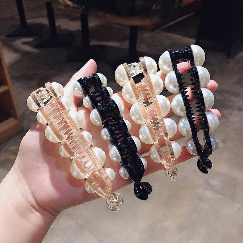 Celebrity Ins Pearl Banana Clip Vertical Clip Ponytail Hairpin Simple Style Hair Accessories Hairpin Banana Hairpin