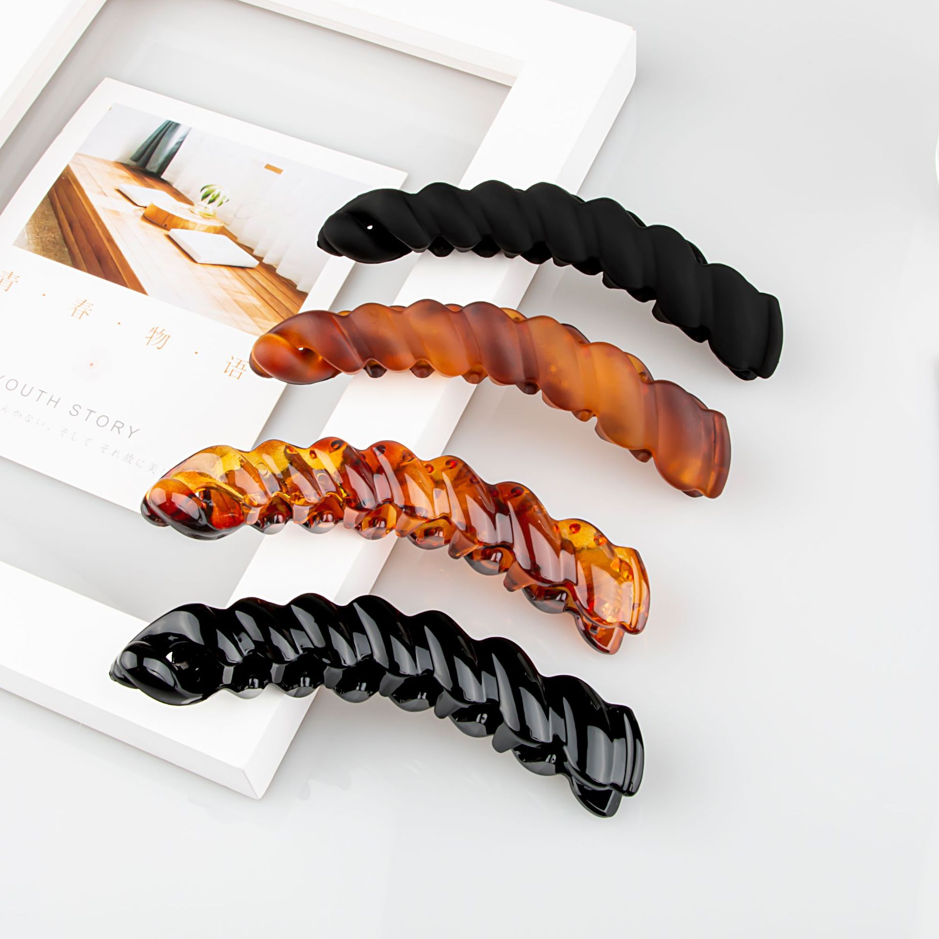  for Ponytail Banana Clip Large Simplicity Hairpin Vertical Clip Temperament Back Head Banana Clip Banana Hairpin
