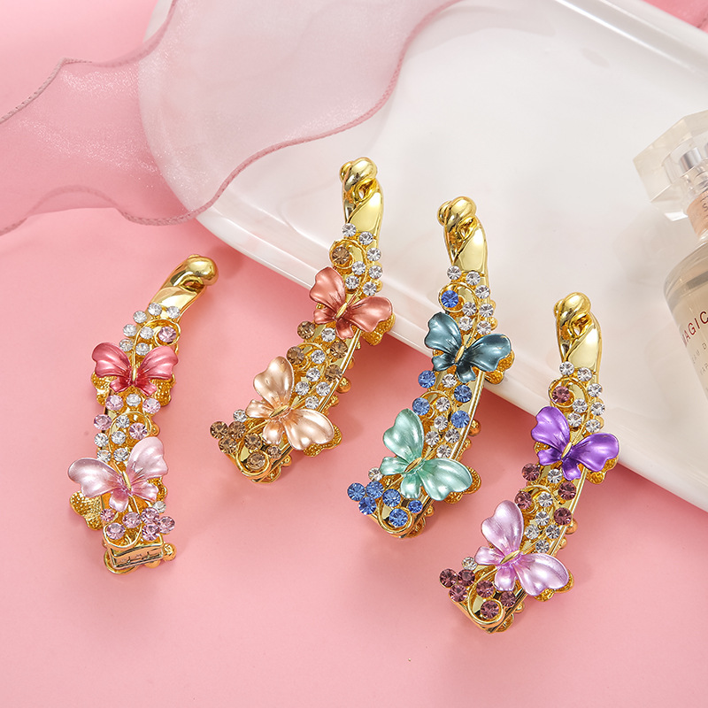 Half Tie Ponytail Clip Women&#039;s More than Hair Clip Rhinestone Vertical Clip Headdress Twist Clip Hairpin Banana Hairpin