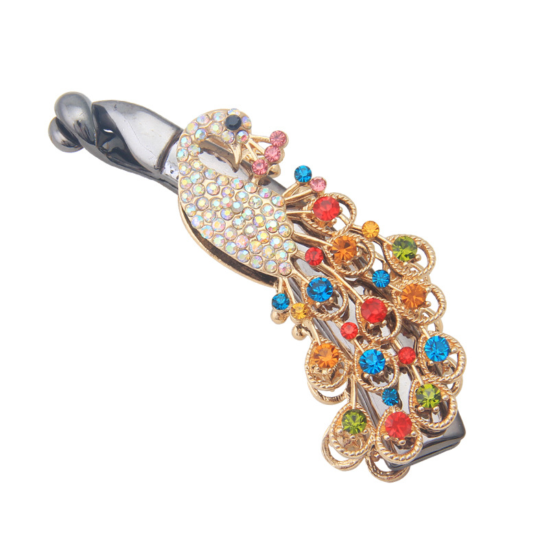  Rhinestone Barrettes Women&#039;s Crystal Ponytail Vertical Clip Korean Style Butterfly Barrettes Banana Clip Banana Hairpin