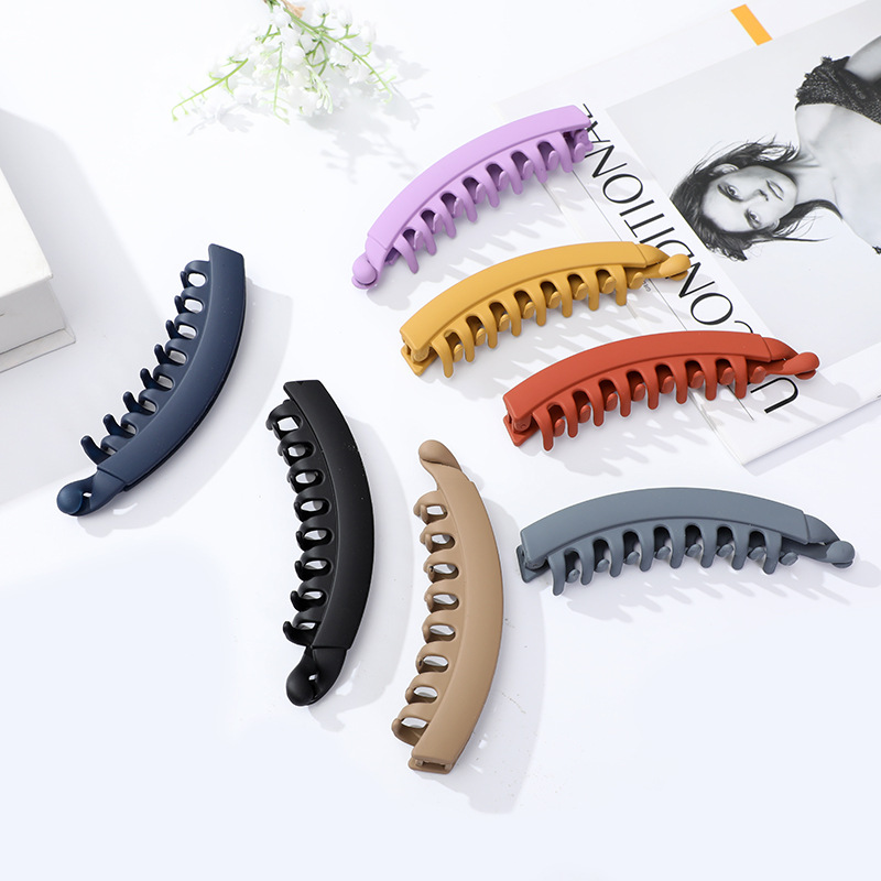 FFR Dark Matte Texture Color Barrettes Head Clip Temperament Color Banana Barrettes Barrettes Banana Hairpin