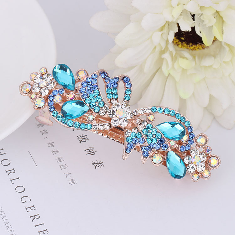 Style Rhinestone Butterfly Barrettes Head Accessories Crystal Spring Ponytail Hairpin Factory Wholesale Alloy Hairpin