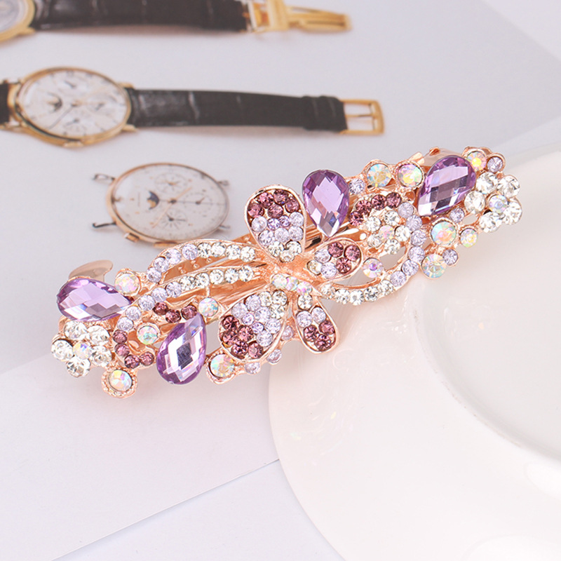 Style Rhinestone Butterfly Barrettes Head Accessories Crystal Spring Ponytail Hairpin Factory Wholesale Alloy Hairpin