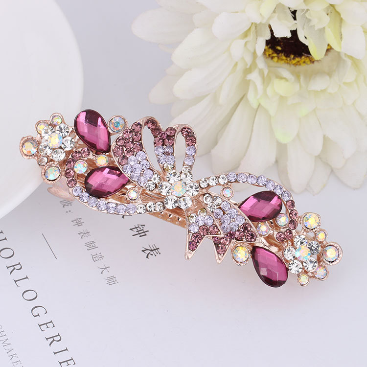 Style Rhinestone Butterfly Barrettes Head Accessories Crystal Spring Ponytail Hairpin Factory Wholesale Alloy Hairpin