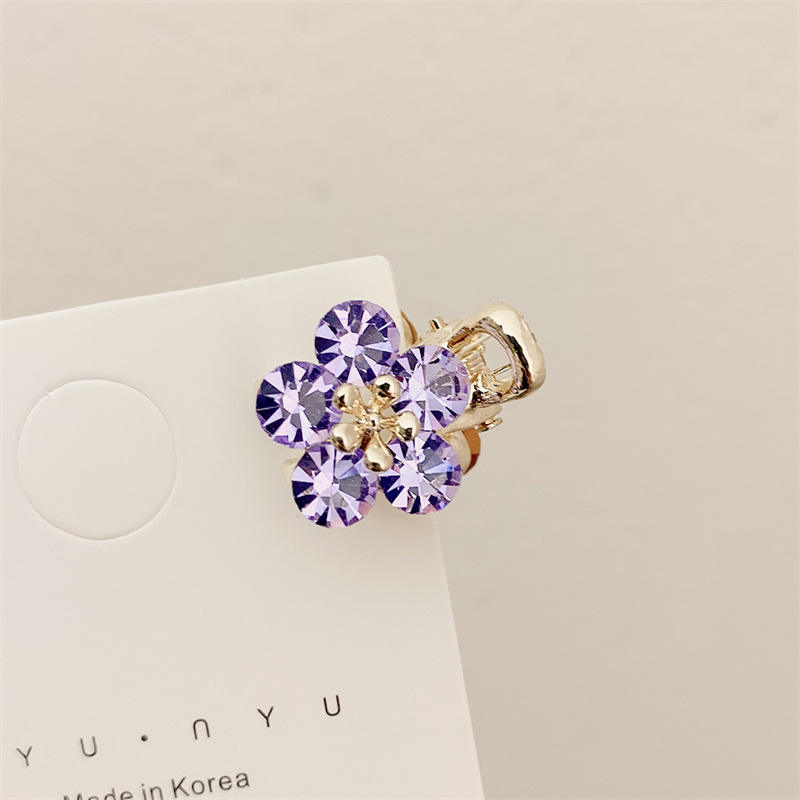 New Crystal Flowers Side Hairpin Korea Internet Celebrity Mini Temperament Top Clip Hair Accessorie Alloy Hairpins
