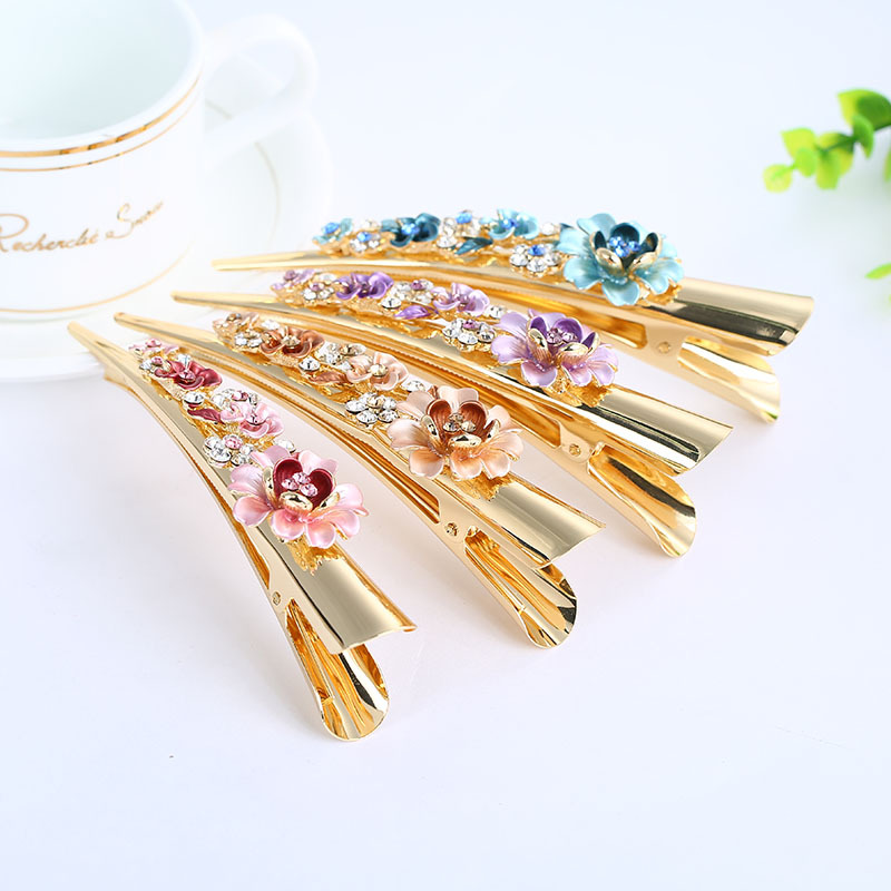 New fashion hairpin original lady 13cm needlepoint clip alloy painted duck clip headwear custom painted lacquer horn clip
