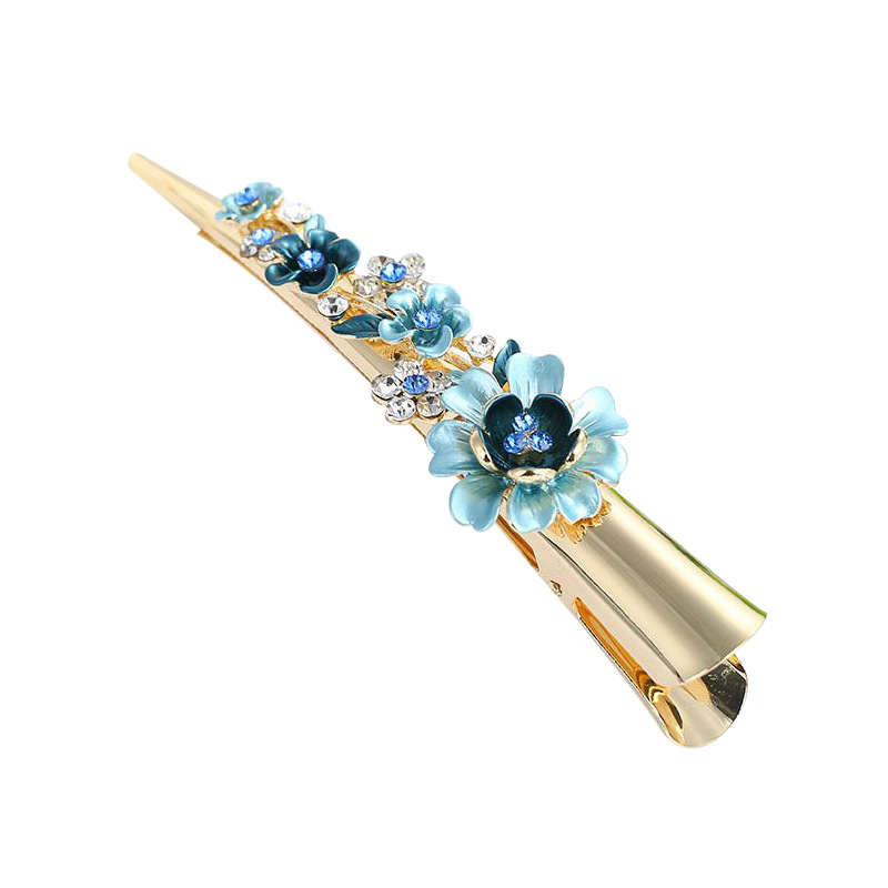New fashion hairpin original lady 13cm needlepoint clip alloy painted duck clip headwear custom painted lacquer horn clip