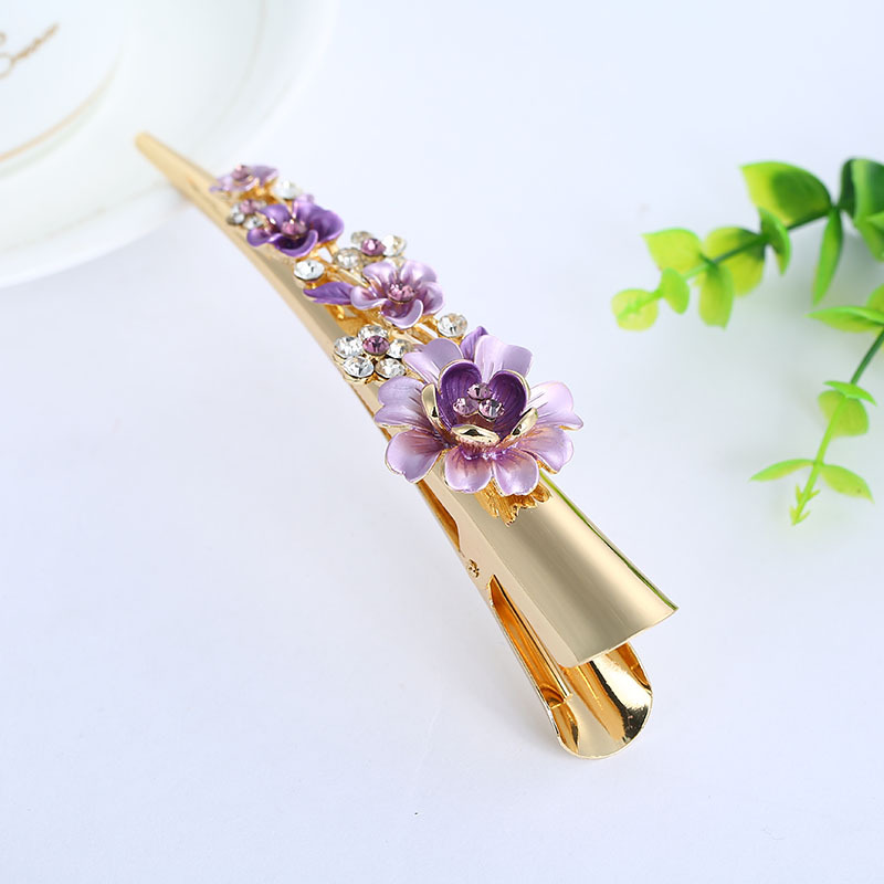 New fashion hairpin original lady 13cm needlepoint clip alloy painted duck clip headwear custom painted lacquer horn clip