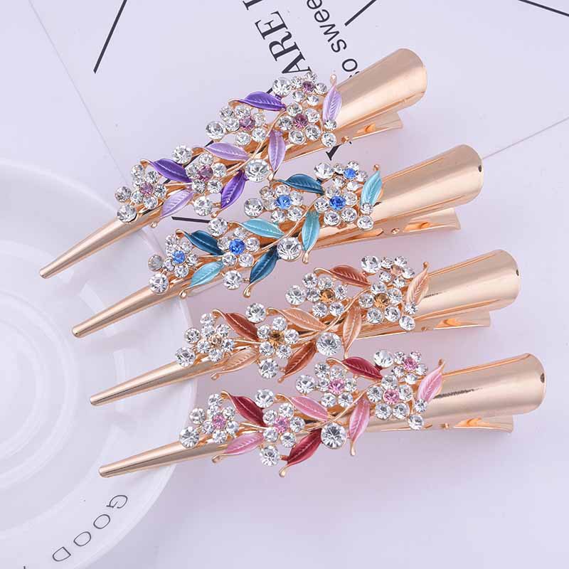 New fashion hairpin original lady 13cm needlepoint clip alloy painted duck clip headwear custom painted lacquer horn clip