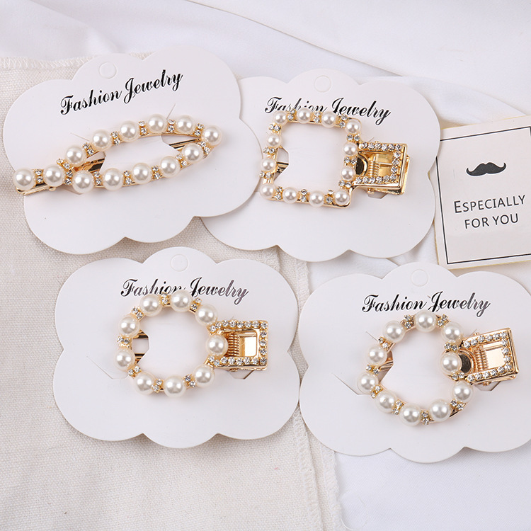 Korean New Diamond Pearl Hairpin Side Clip Adult ALL-Match Rhinestone Bobby Pin BB Clip Alloy Set Hairpin