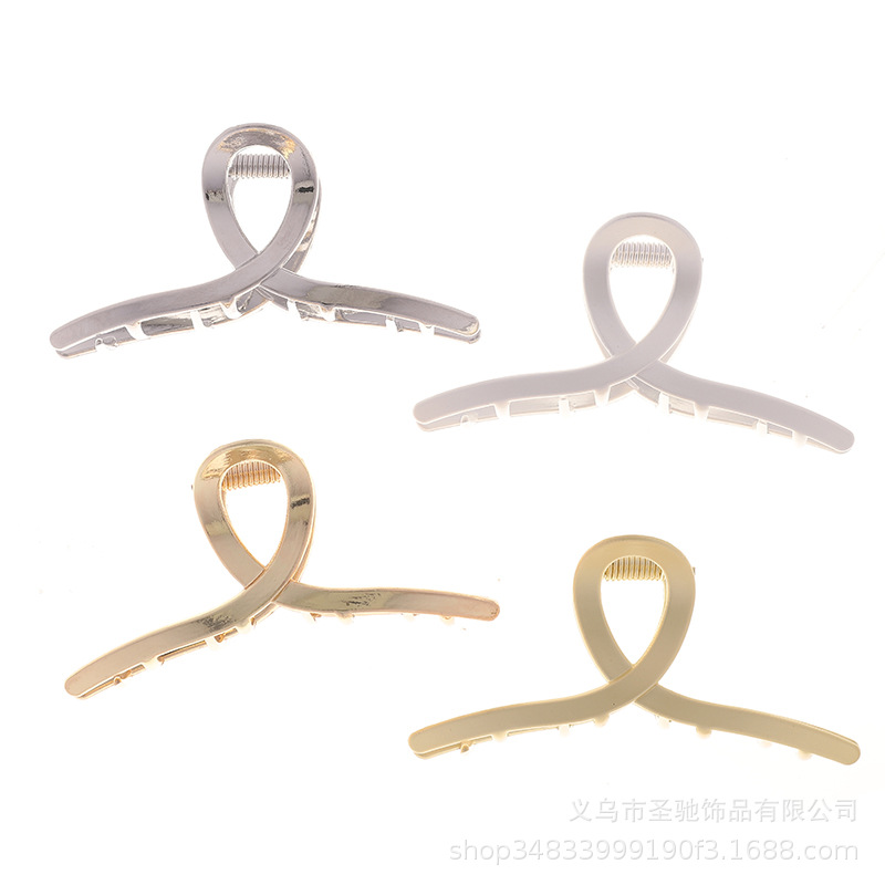 Korean Style Alloy Electroplated Matte Simple Hair Grip European and American Retro Hair Clip Hairpin Women&#039;s Fashion All-Match Large Hair Grip