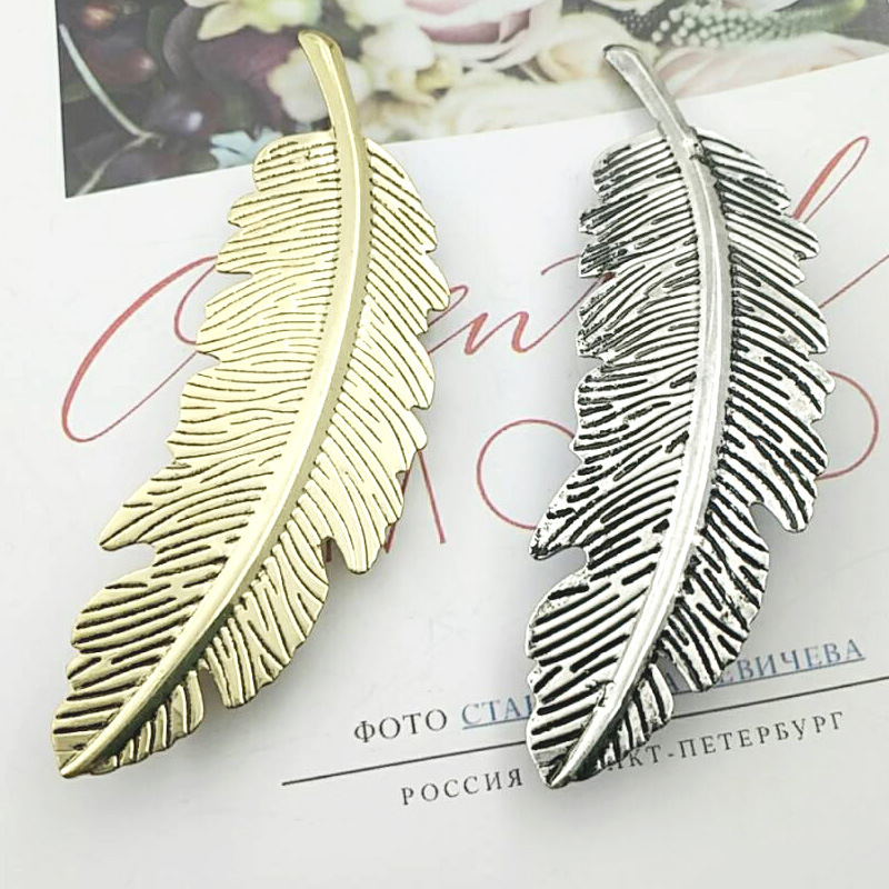 Hot Selling Popular Hair Accessories Cross-Border Retro Exaggerated Alloy Headwear Feather Hairpin Spring Side Clip Ponytail Clip Factory Straight