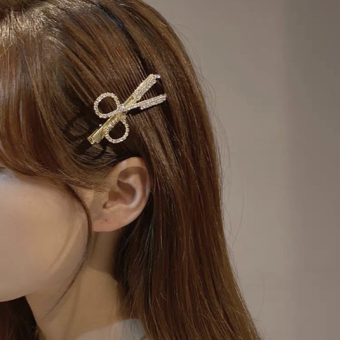 Feather Barrettes 6-Piece Set Scissors Pearl Alloy Hairpin Internet Celebrity Word Clip Grip Duckbill Clip Pearl Hairpin