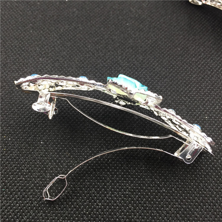 8cm Alloy Rose Drill Buckle Hari Side Clip Hairpin Jump Clip Large Spring Clip Rhinestone Hair Clip 2 Yuan Wholesale