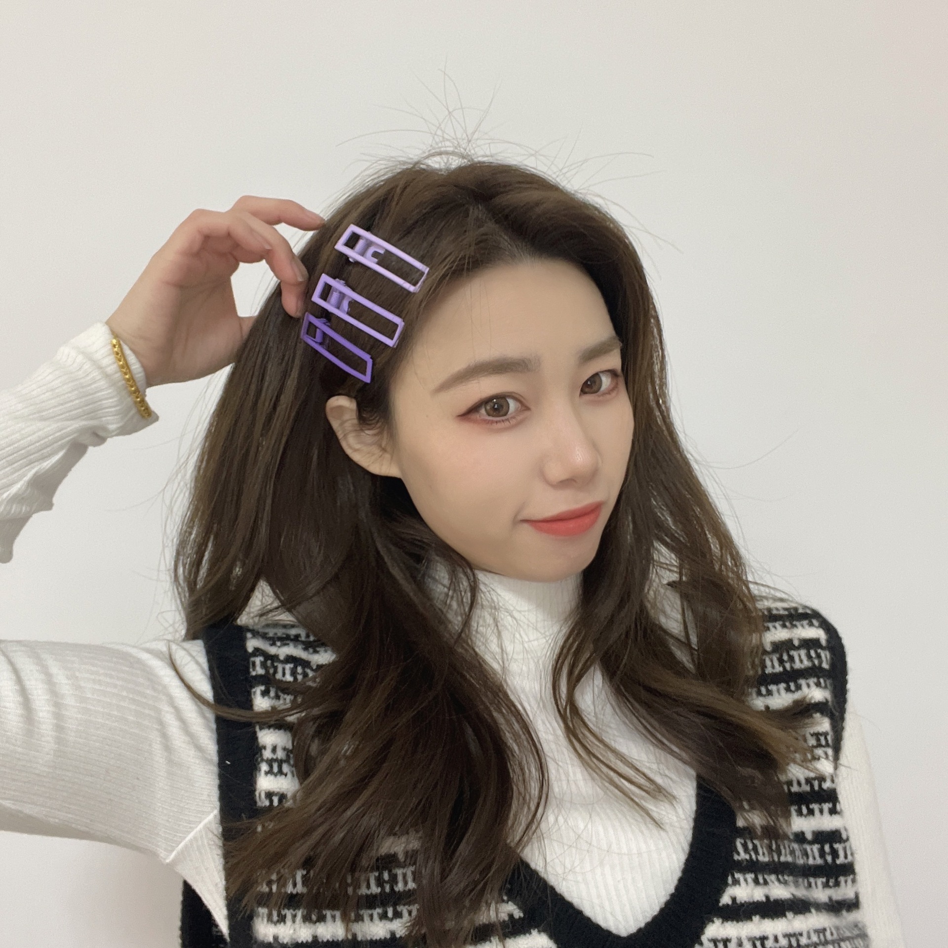 Simple Catharanthus Roseus Blue Color Korean Hairpin Suit Girl Heart BB Clip Metallic Shredded Hair Side Clip Hair Accessory Clips