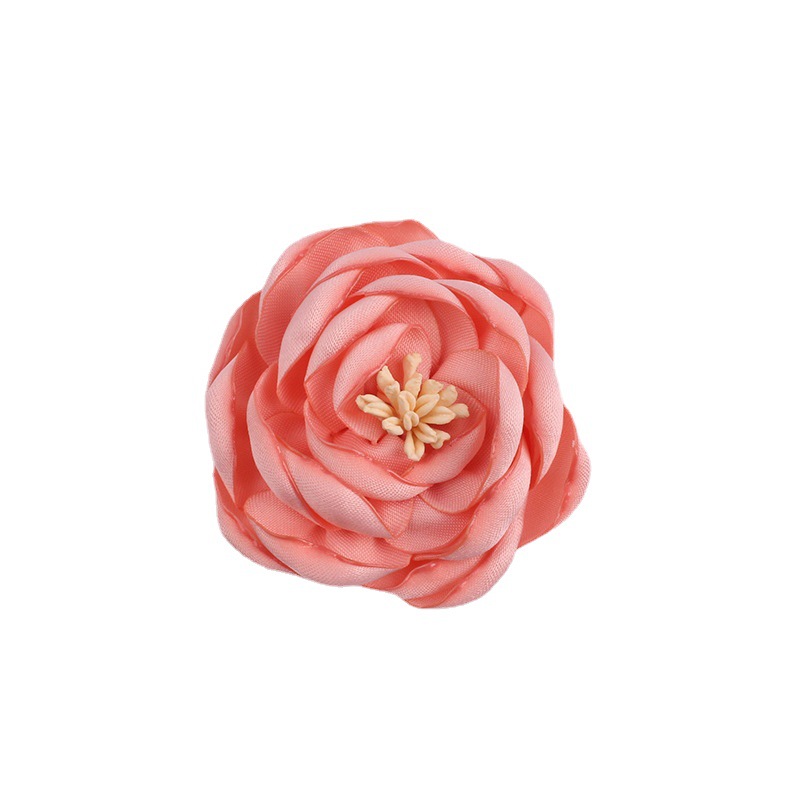 Korean Hairpin Accessories with Core Rose Camellia Semi-Finished Fabric Flower Burning DIY Handmade Hair Ornament Material