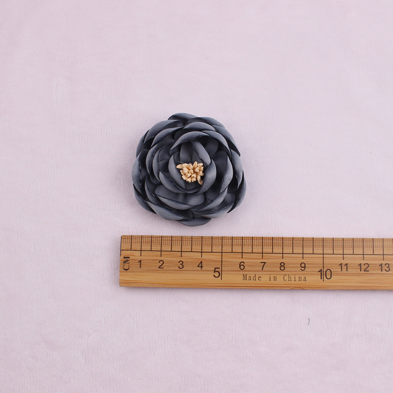 Korean Hairpin Accessories with Core Rose Camellia Semi-Finished Fabric Flower Burning DIY Handmade Hair Ornament Material