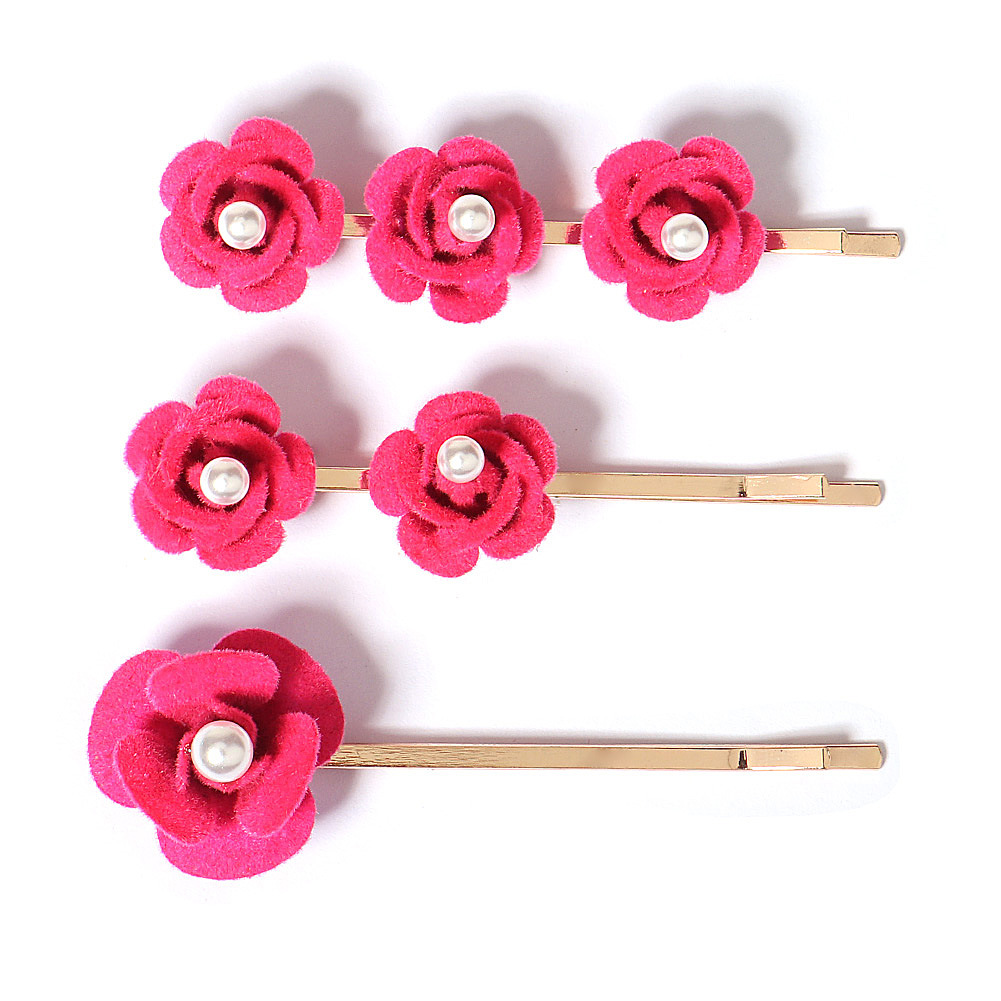 Korean Style New Mori Style Pearl Hairpin Vintage Rose Word Clip Bangs Side Cover Barrettes Rose Hairpin