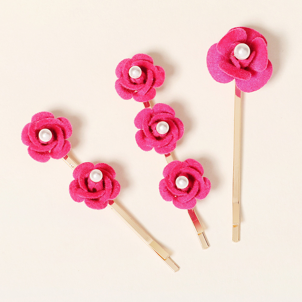 Korean Style New Mori Style Pearl Hairpin Vintage Rose Word Clip Bangs Side Cover Barrettes Rose Hairpin
