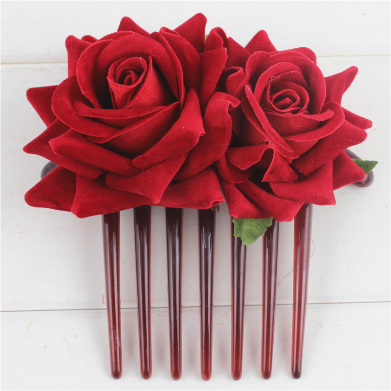 Cloth Rose Artificial Flower Hair Clips Hair Accessories Headwear Bridal Wedding Flower Factory Wholesale Rose Hairpin