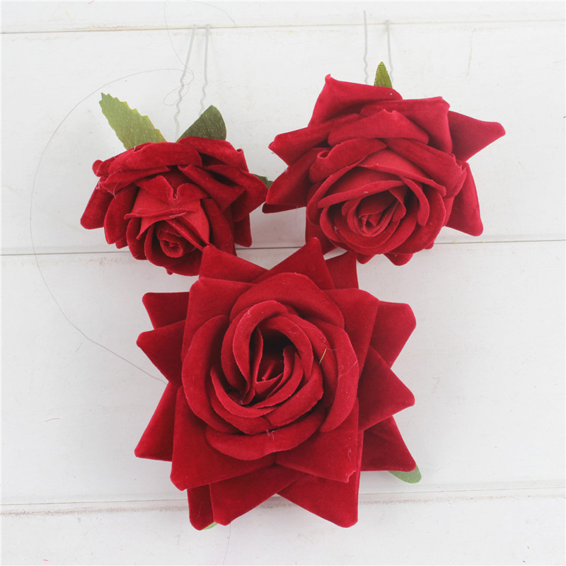 Cloth Rose Artificial Flower Hair Clips Hair Accessories Headwear Bridal Wedding Flower Factory Wholesale Rose Hairpin