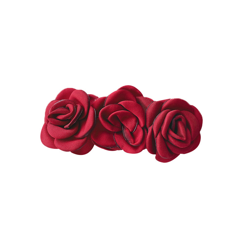 Yarn Retro Rose Three-Dimensional Flower Spring Hairpin Fairy French Style Fairy Headdress Head Hairpin Rose Hairpin