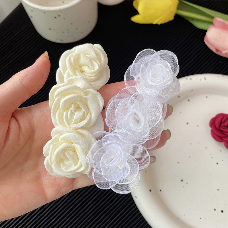 Yarn Retro Rose Three-Dimensional Flower Spring Hairpin Fairy French Style Fairy Headdress Head Hairpin Rose Hairpin