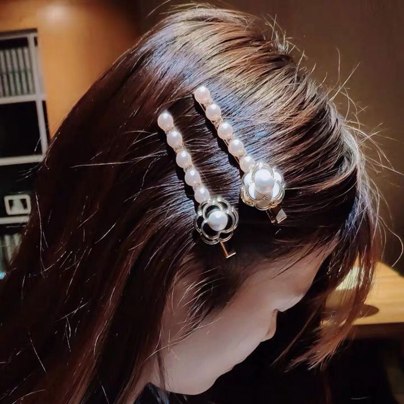 Rose Hair Accessories Fairy Pearl Word Clip Internet Celebrity Japanese and Korean Barrettes Side Clip Rose Hairpin