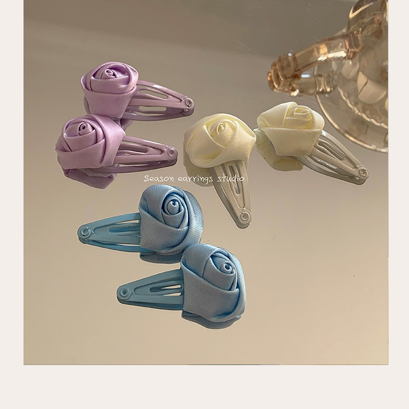 Collection Hairpin Female Summer Fairy Flower Oil Painting Sense Zhaohe Barrettes Side Hair Accessories Rose Hairpin