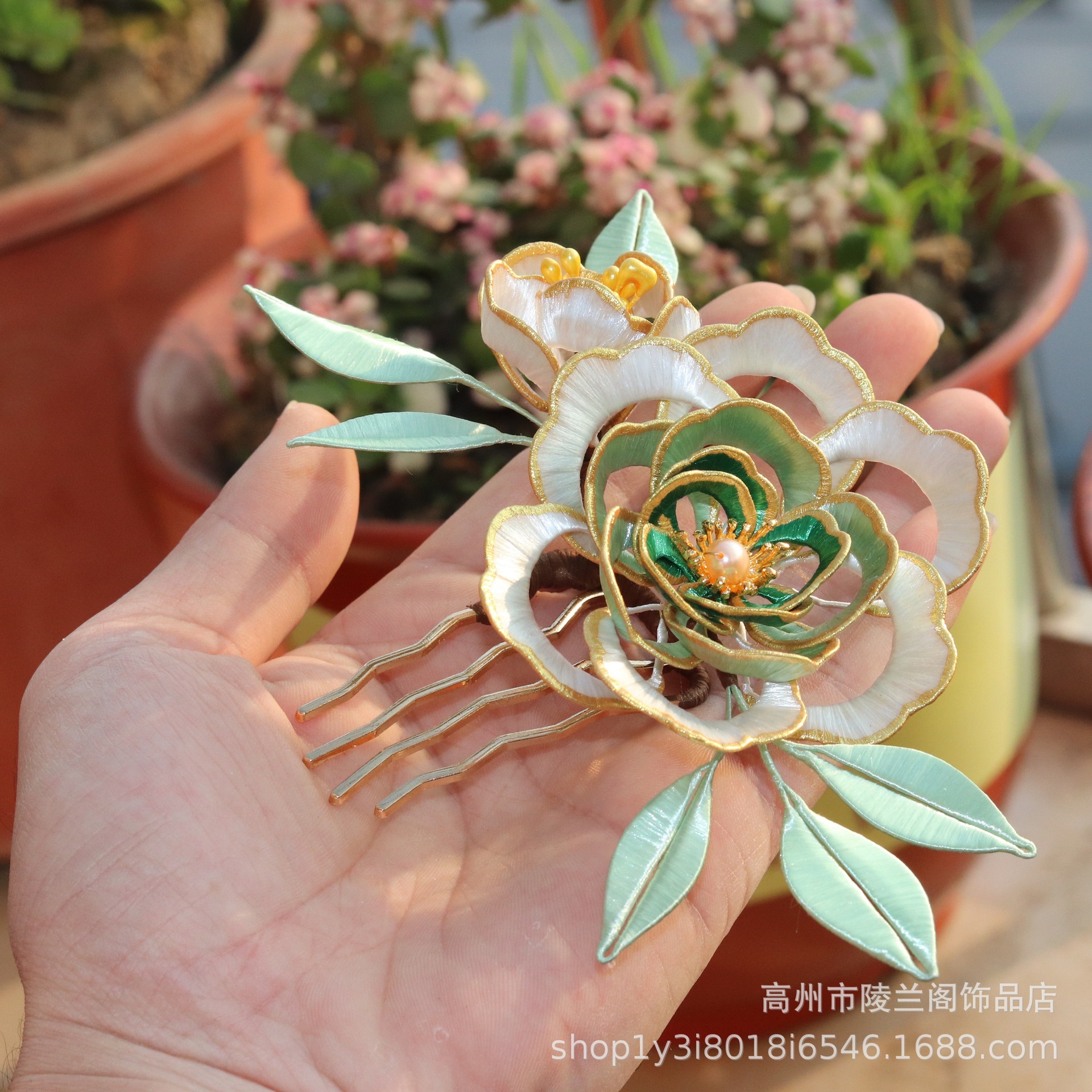 Peony Hair Clasp Han Chinese Clothing Cheongsam Hair Comb Ancient Costume Hairpin Rose Archaistic Headdress