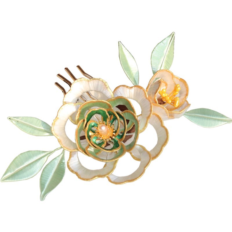 Peony Hair Clasp Han Chinese Clothing Cheongsam Hair Comb Ancient Costume Hairpin Rose Archaistic Headdress