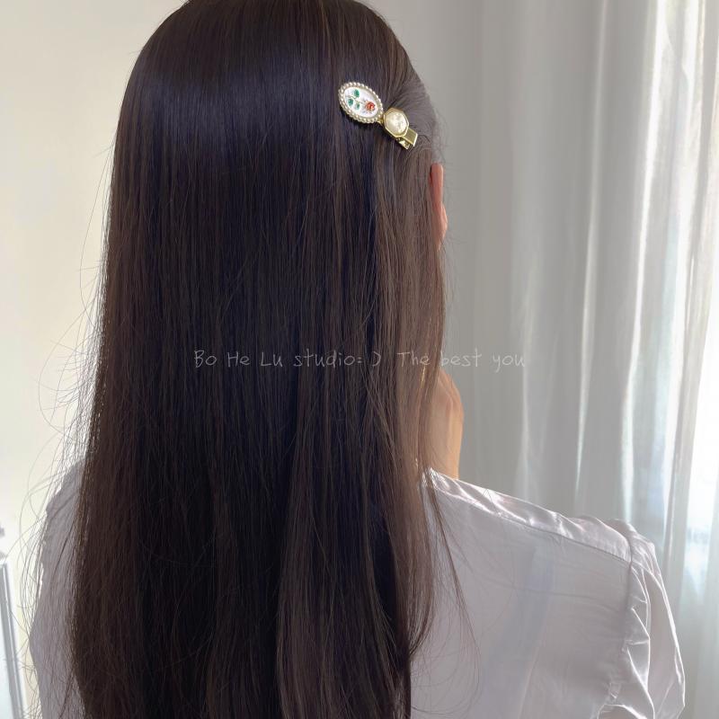 Original Design French Pastoral Style Rose Pearl Barrettes Japanese Side Clip Hairpin Clip Fringe Bobby Pin Rose Hairpin