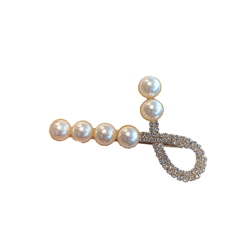 Sweet pearl hairpin web celebrity south Korean side clip versatile bangs flash drill clip duck mouth clip ins hair accessories