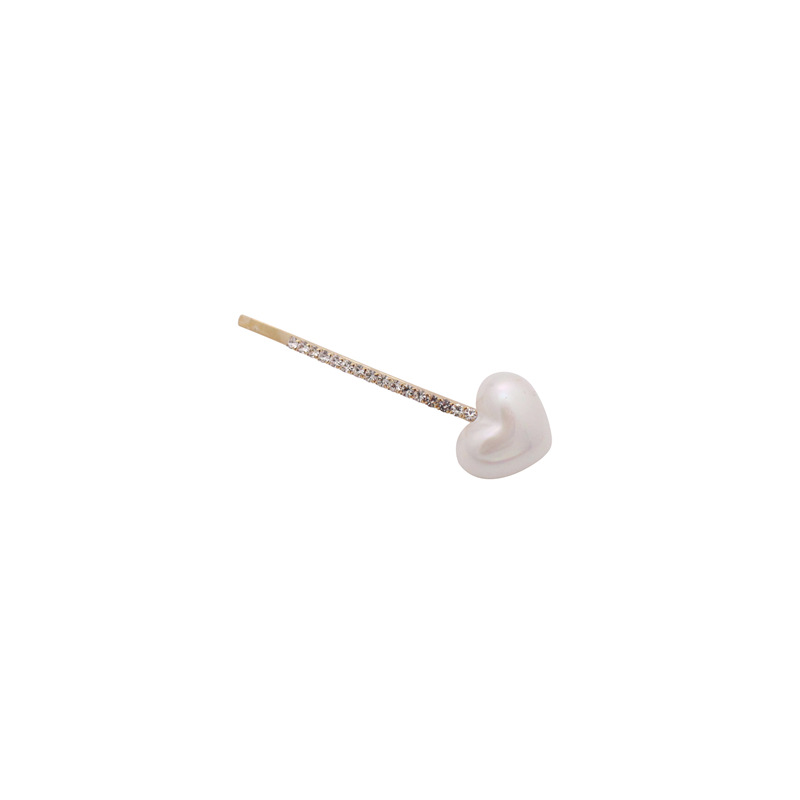 Dust! Chic elegant love pearl hairpin Rhinestone Word Clip Bangs Clip South Korea Web Celebrity Hairpin Hair Accessories Women